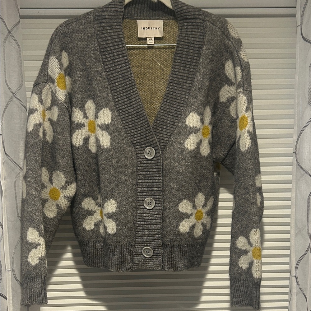 Industry Gray Floral Women's Sweater